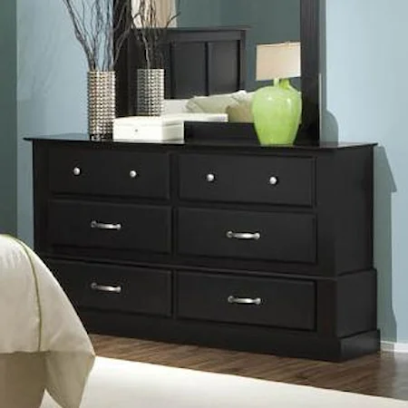 Transitional Black 6-Drawer Dresser